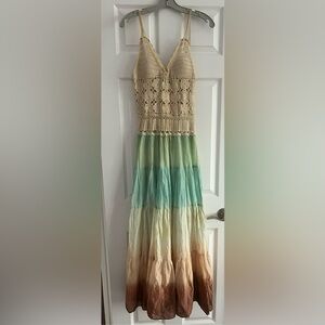 BCBGMaxAzria Crochet Ombre Tie Dye Beach Maxi Dress - 4